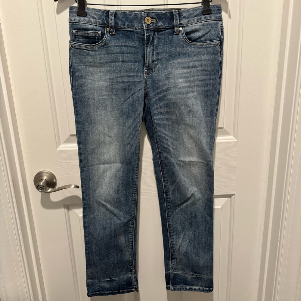 White House Black Market Slim Crop Blue Denim Jeans Size 4